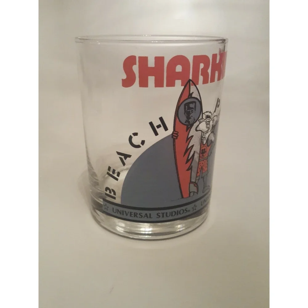 4x Vintage Universal Studios Frankenstein Sharkie's Beach Patrol Glasses Cups